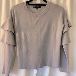 Grey Ruffle Sleeve Sweater